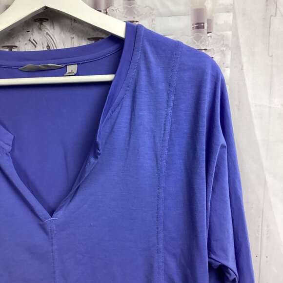 Athleta Top Blue Cropped 3/4 Sleeves Cool Fabric S - Picture 2 of 8